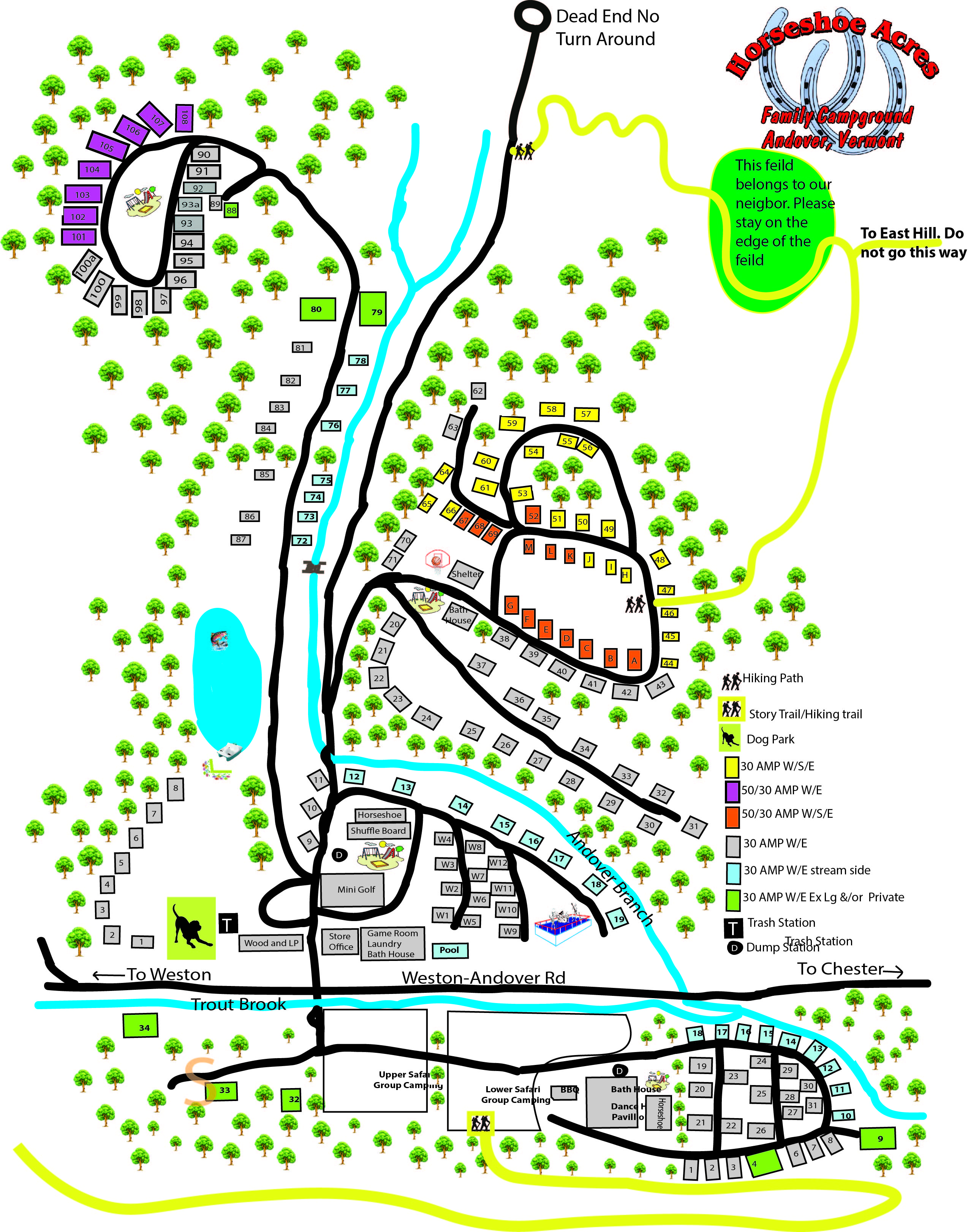 Horsehoe Acres Campground Map